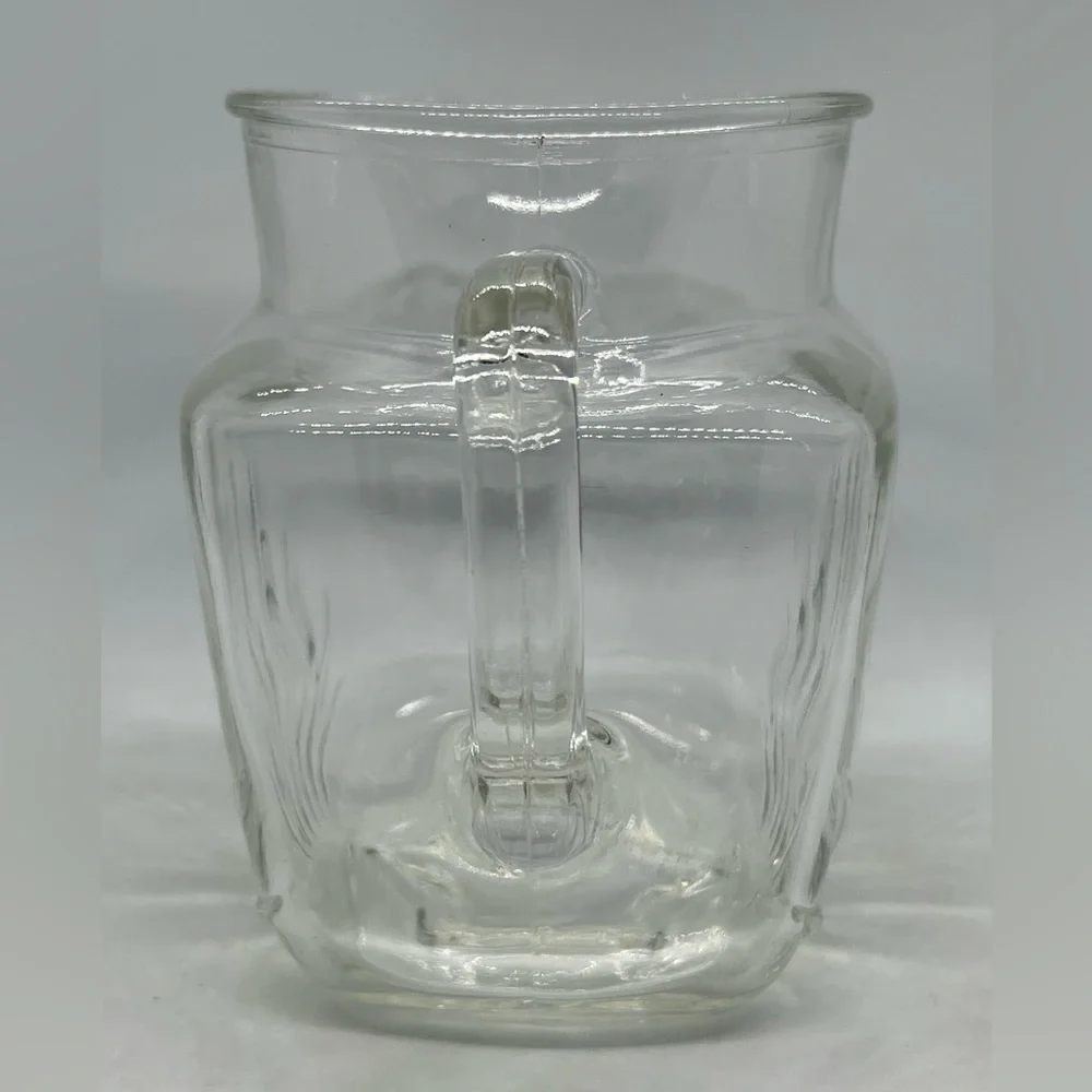 1950s MCM Federal Glass Clear Square Star Design 1qt Pitcher